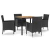 vidaXL Set da Pranzo da Giardino 5 pz Nero con Cuscini in Polyrattan
