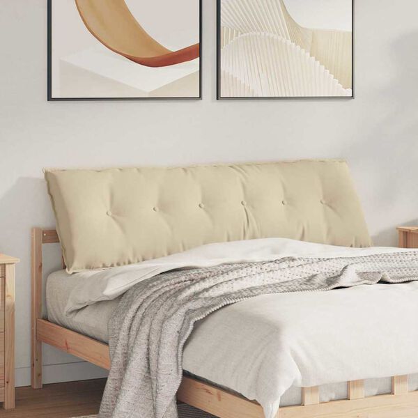 vidaXL Cuscino per Schiena Crema 160 x 50 cm Tessuto in Microfibra