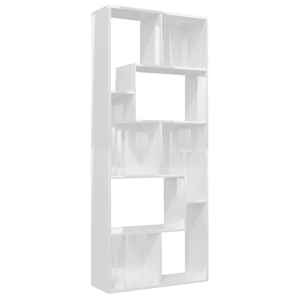 vidaXL Libreria Bianco Lucido 67x24x161 cm in Legno Multistrato