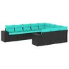 vidaXL Set Divani da Giardino 10 pz con Cuscini Nero in Polyrattan