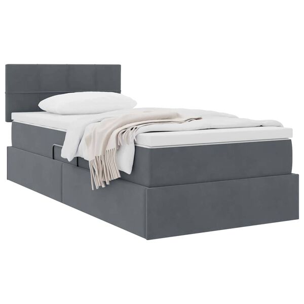 vidaXL Letto con Contenitore Grigio scuro 90 x 200 cm Velluto