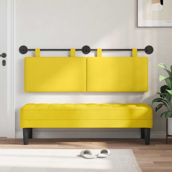vidaXL Testata appesa Giallo Chiaro 150 x 55 x 5 cm Tessuto in Cords