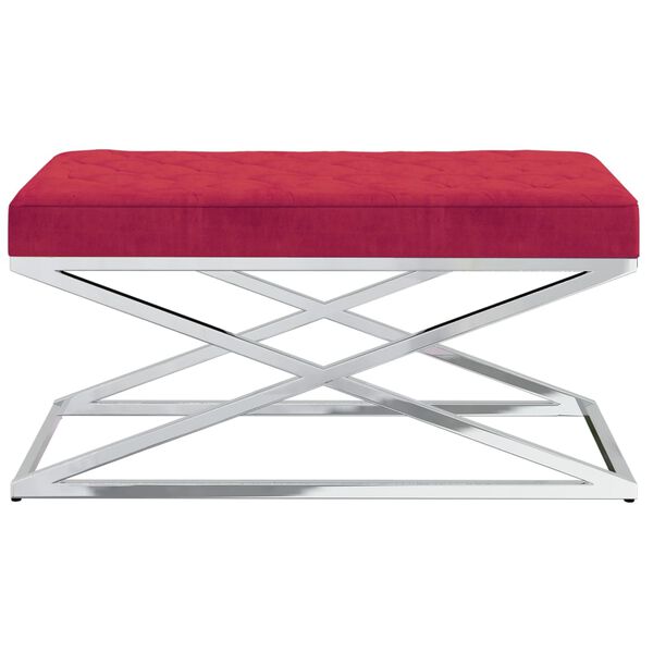 vidaXL Panca Rosso Vino in Velluto e Acciaio Inossidabile