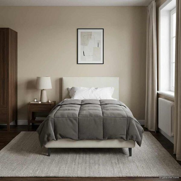 vidaXL Duvet Estivo Trapuntato Grigio chiaro 135 x 220 cm Microfibra