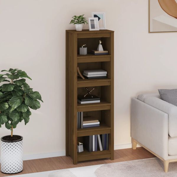 vidaXL Libreria Marrone Ambra 50x35x154 cm in Legno Massello di Pino