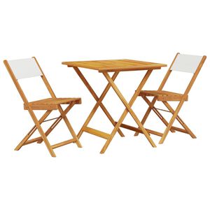 vidaXL Set da Bistrot 3pz Bianco Crema in Tessuto e Legno Massello