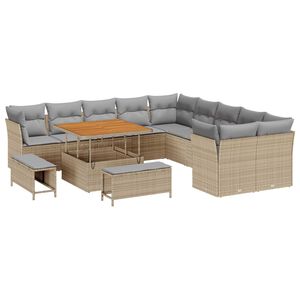 vidaXL Set Divano da Giardino 13 pcs Beige polyrattan