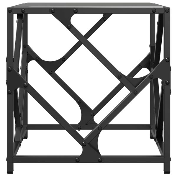 vidaXL Tavolino con Piano in Vetro Nero 40x40x41 cm Acciaio