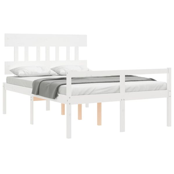 vidaXL Letto per Anziani con Testiera Bianco 140x200 cm Legno Massello
