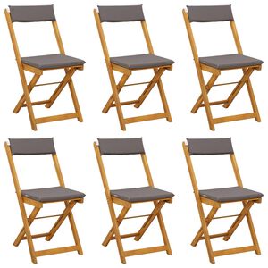 vidaXL Sedie Bistro da Giardino 6 pcs Grigio Scuro 40 x 53 x 80 cm