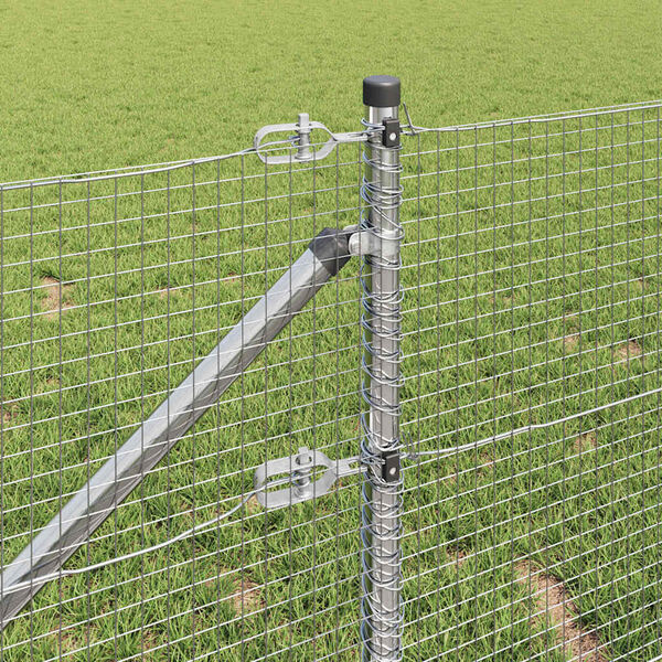 vidaXL Recinzione con pali. Argento 0.8 x 10 m Acciaio