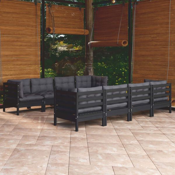 vidaXL Set Salotto Giardino con Cuscini 9 pz in Legno Massello di Pino