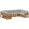 vidaXL Set di divani da esterno 7 pz Naturale e Grigio Chiaro