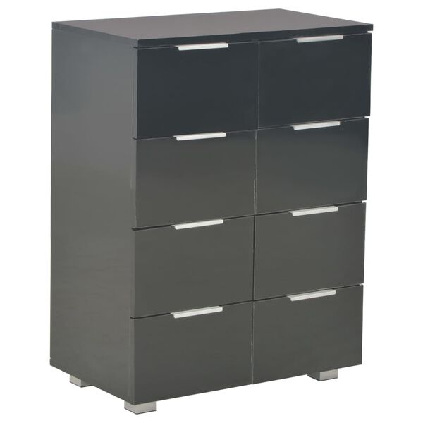 vidaXL Credenza Nero Lucido 60x35x80 cm in Legno Multistrato