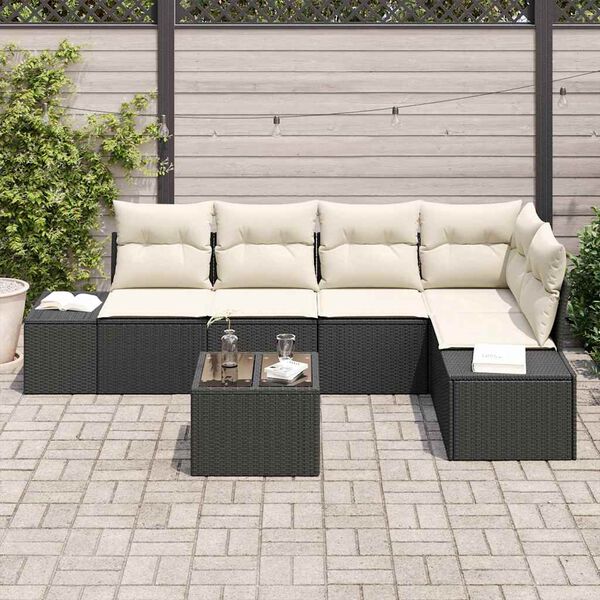 vidaXL Set Divano da Giardino 6 pcs Nero polyrattan