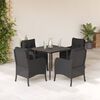 vidaXL Set da Pranzo da Giardino 5 pz Nero con Cuscini in Polyrattan