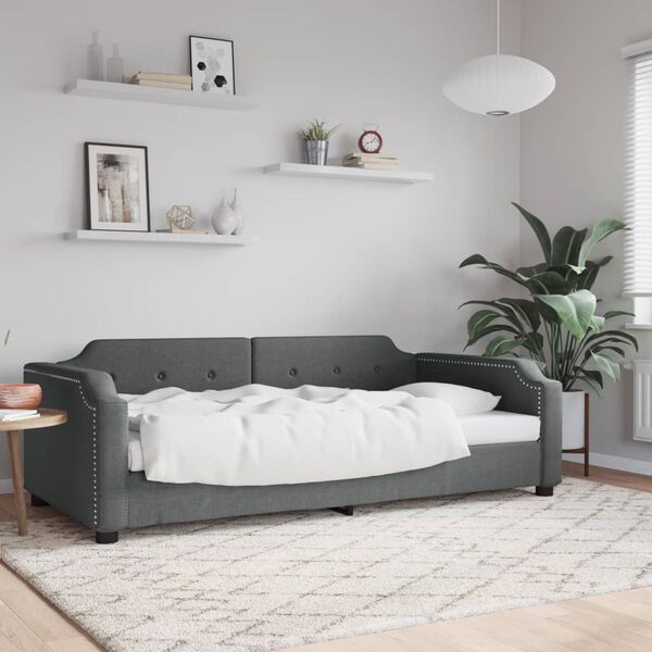 vidaXL Letto da Giorno Grigio Scuro 90x190 cm in Tessuto