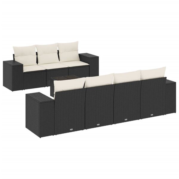vidaXL Set Divani da Giardino con Cuscini 8 pz Nero in Polyrattan