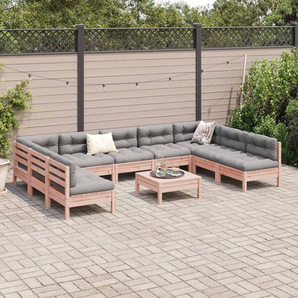vidaXL Set Divani Giardino 10 pz con Cuscini Massello Abete Douglas