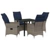 vidaXL Set di tavolo e sedie 5 pz Grigio Rattan in PE
