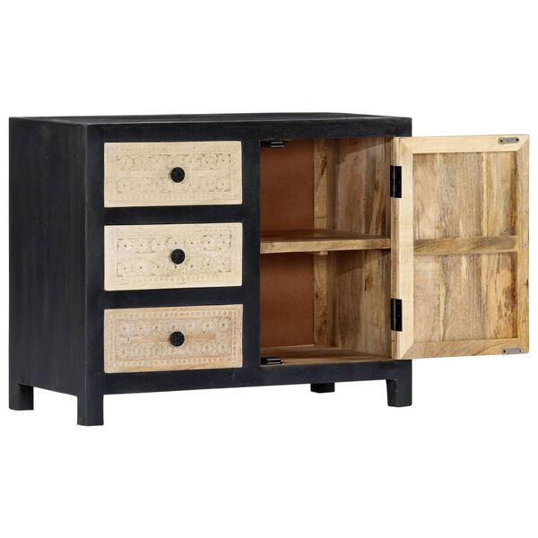 vidaXL Credenza Intagliata a Mano Grigio 75x35x60 cm Massello di Mango