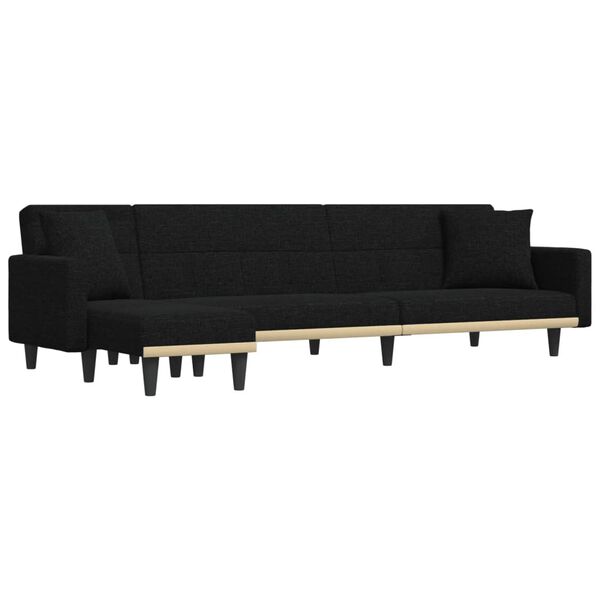 vidaXL Divano Letto a L Nero 275x140x70 cm in Tessuto