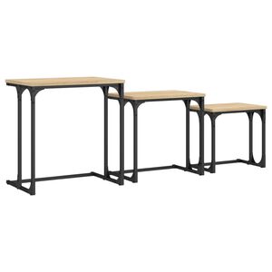 vidaXL Tavolini Impilabili 3 pz Rovere Sonoma in Legno Multistrato