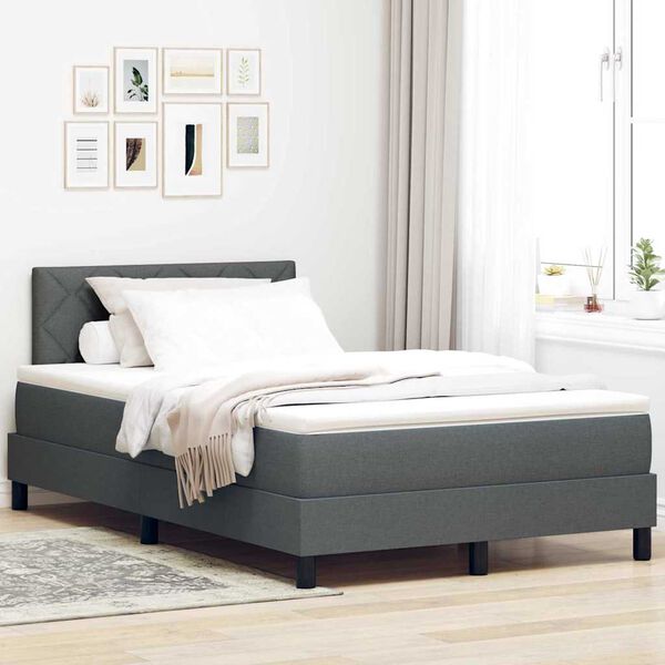 vidaXL Letto a molle con materasso Grigio scuro 120 x 190 cm Tessuto