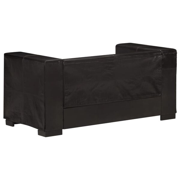 vidaXL Divano a 2 Posti Nero in Vera Pelle