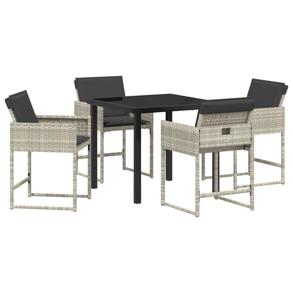 vidaXL Set da Pranzo per Giardino 5 pcs Grigio chiaro polyrattan