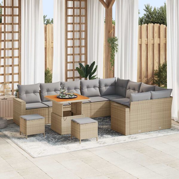 vidaXL Set Divano da Giardino 13 pcs Beige e Grigio Chiaro polyrattan