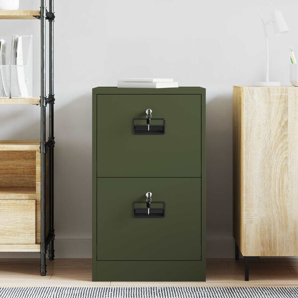 vidaXL Armadio per File con cassetto Verde oliva 44 x 50 x 106.5 cm