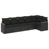 vidaXL Set Divano da Giardino 6 pz con Cuscini Nero in Polyrattan