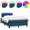 vidaXL Letto a Molle con Materasso e LED Blu Scuro 120x210 cm in Velluto
