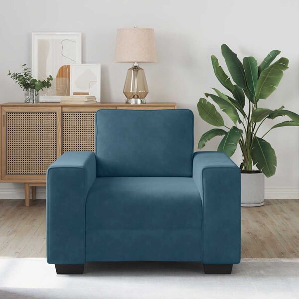 vidaXL Divano Sedia Blu 100x77x82 cm Velluto