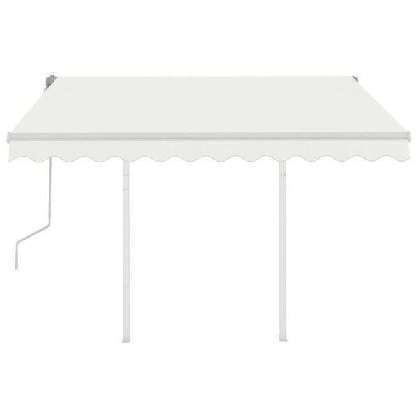 vidaXL Tenda da Sole Retrattile Manuale con Pali 3,5x2,5 m Crema