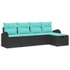 vidaXL Set Divano da Giardino 5 pz Nero polyrattan
