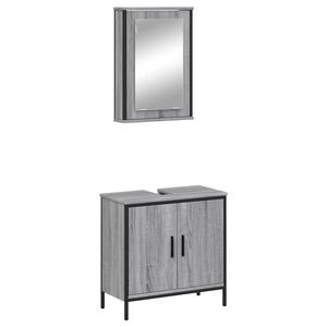 vidaXL Set Mobili da Bagno 2 pz Grigio Sonoma in Legno Multistrato