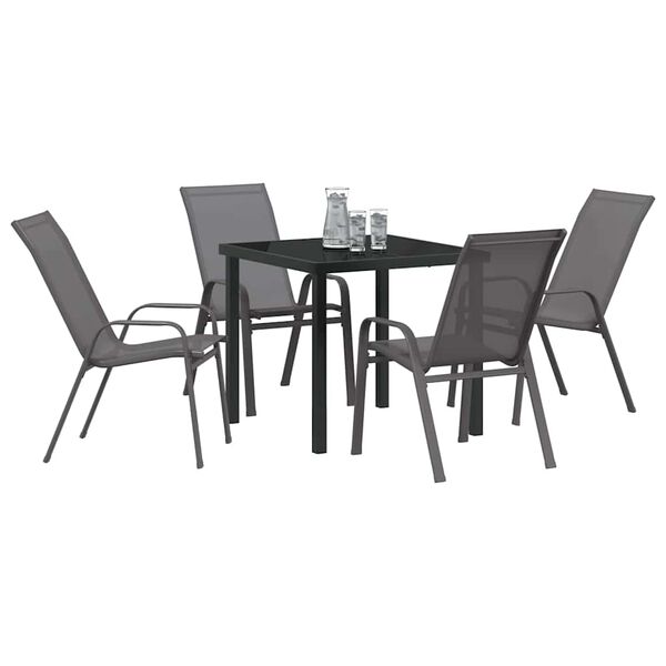 vidaXL Set da Pranzo per Giardino 5 pcs Grigio e Nero