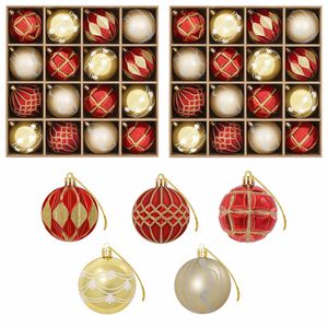 vidaXL Set di Palline di Natale 32 pz Oro e Rosso &Oslash; 6 cm Plastica