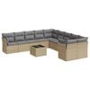 vidaXL Set Divani da Giardino 11 pz con Cuscini Beige in Polyrattan
