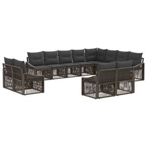 vidaXL Set Divano da Giardino 12 pcs Grigio polyrattan