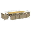 vidaXL Set da Pranzo da Giardino 15 pz con Cuscini in Polyrattan Beige