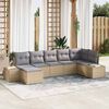 vidaXL Set Divano da Giardino con cuscino 7 pcs Beige polyrattan