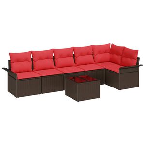 vidaXL Set Divano da Giardino 7 pcs Marrone polyrattan