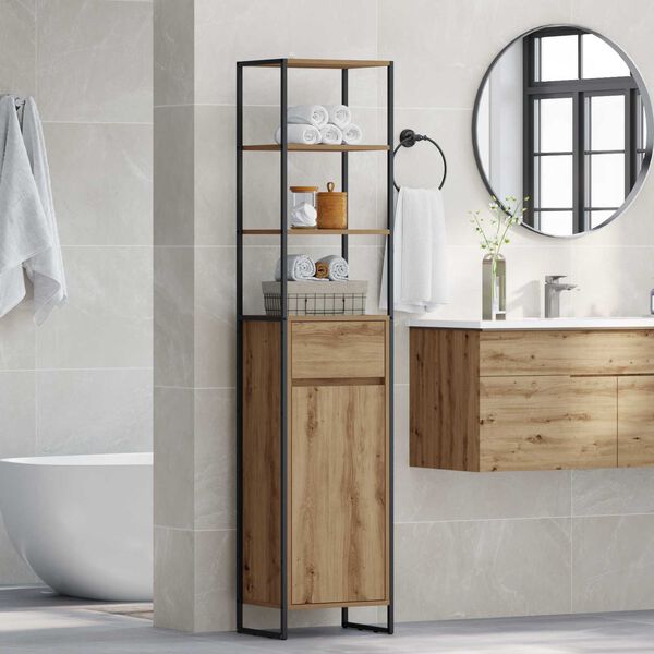 vidaXL Mobile da Bagno con porta Rovere Artigianale 40 x 30 x 180 cm