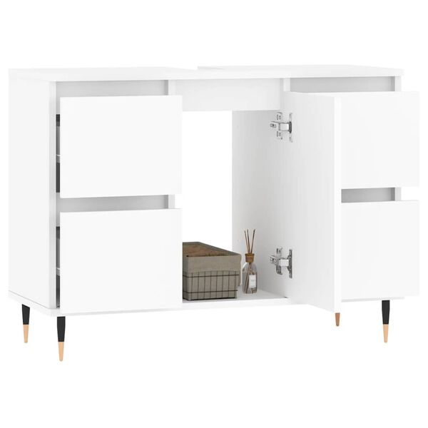 vidaXL Mobile da Bagno Bianco 80x33x60 cm in Legno Multistrato