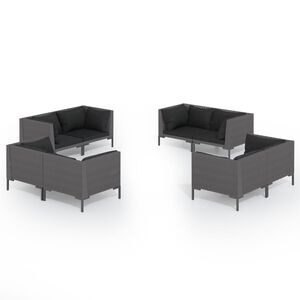 vidaXL Divani da Giardino 8 pz con Cuscini in Polyrattan Grigio Scuro