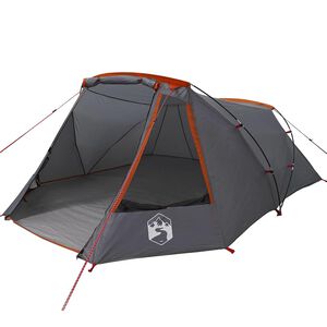 vidaXL Tenda Tunnel per 3 Persone 3 persona Grigio e arancione