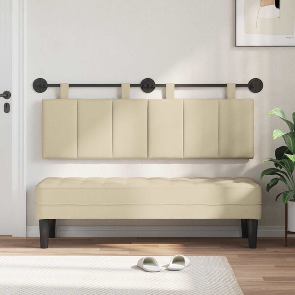 vidaXL Testata appesa Montaggio a parete Crema 150 x 55 x 5 cm Tessuto